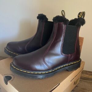 Dr. Martens Oxblood Fur-Lined Chelsea Boots